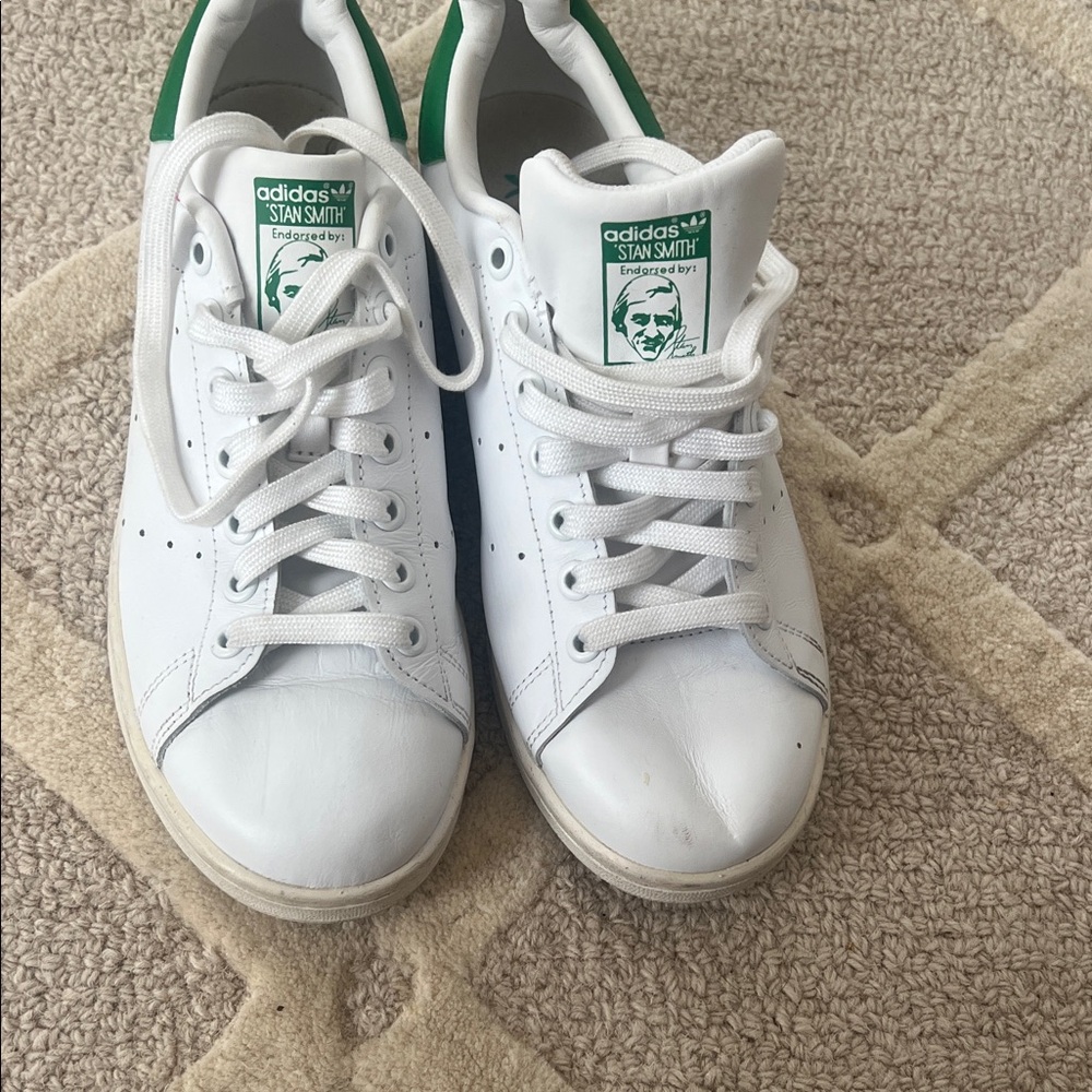 Adidas Stan Smith White and Green Shoes